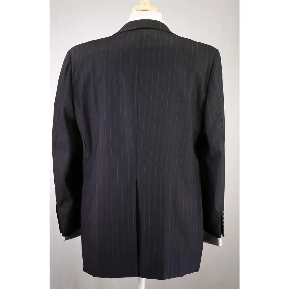 Paul Stuart Charcoal Gray Chalkstripe Pinstripe 2-Btn Wool Suit 42R